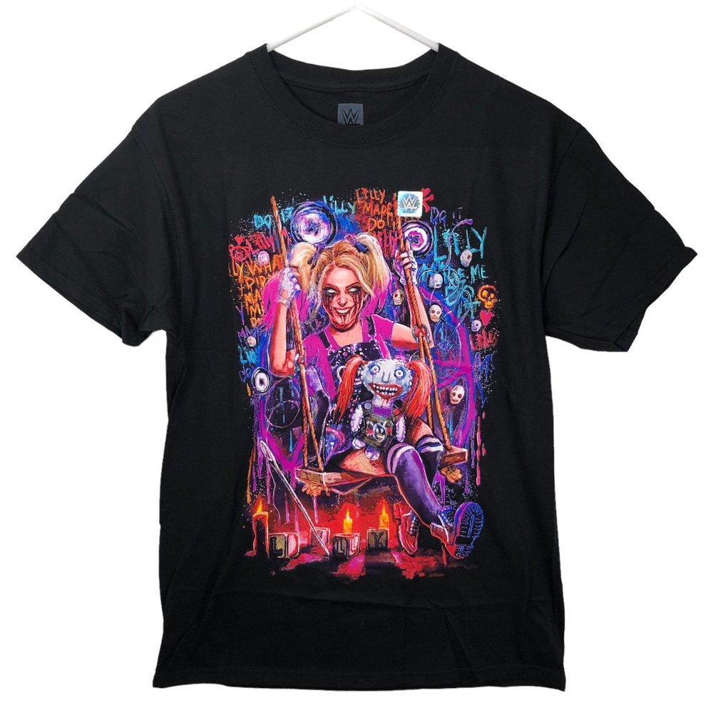 WWE Alexa Bliss ''Lilly Made Me Do It'' T-Shirt Top Tee Wrestling Horror Goth M